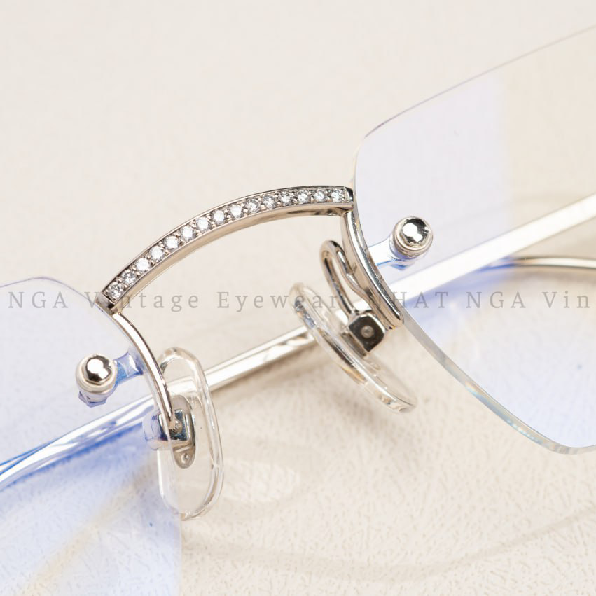 GỌNG 3 MẢNH VÀNG TRẮNG 18K LOTOS ĐÍNH KIM CƯƠNG L7B2811