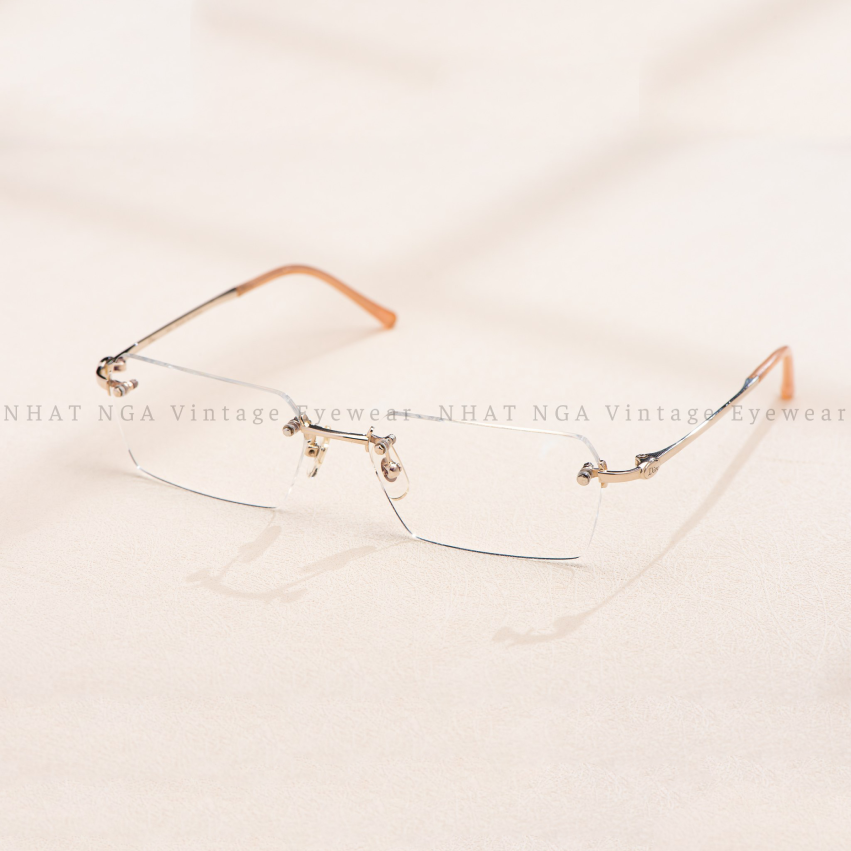 GỌNG 3 MẢNH VÀNG TRẮNG 14K DIOR - 049