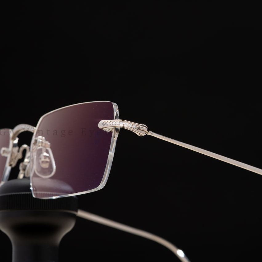 GỌNG 3 MẢNH VÀNG TRẮNG 18K LOTOS ĐÍNH KIM CƯƠNG L7B2811