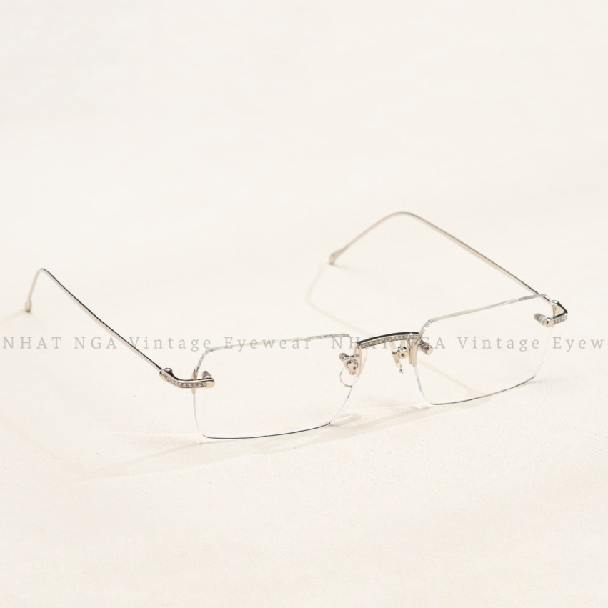 GỌNG 3 MẢNH VÀNG TRẮNG 18K LOTOS ĐÍNH KIM CƯƠNG L7B2811