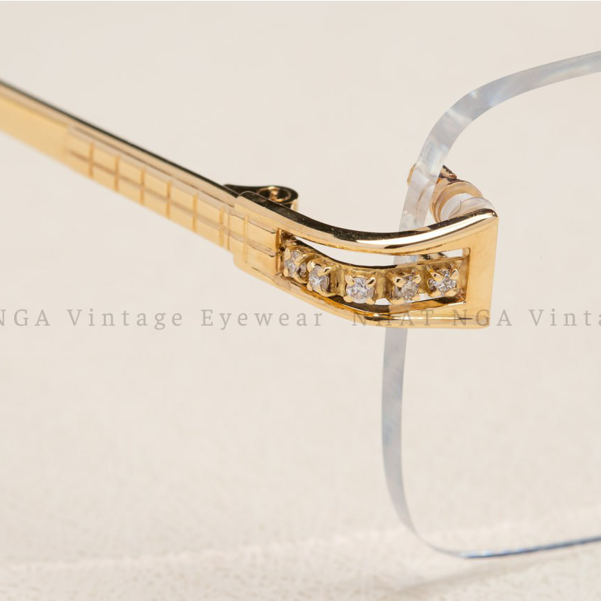 GỌNG 3 MẢNH VÀNG 18K ĐÍNH KIM GOT 