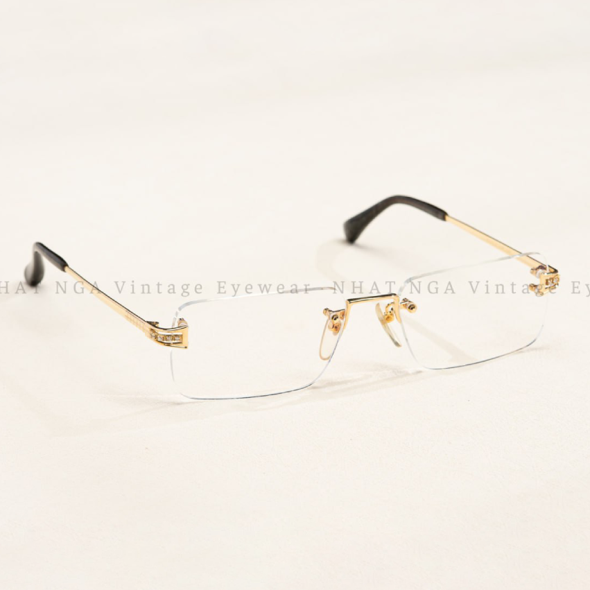 GỌNG 3 MẢNH VÀNG 18K ĐÍNH KIM GOT 