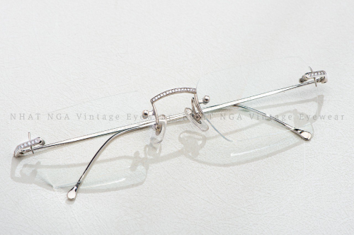 GỌNG 3 MẢNH VÀNG TRẮNG 18K ĐÍNH KIM LOTOS L7B2811