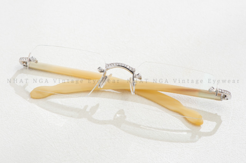 GỌNG KÍNH 3 MẢNH VÀNG TRẮNG 18K ĐÍNH KIM LUXIRIATOR 0208